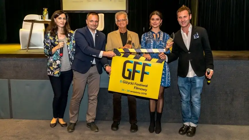 II Giżycki Festiwal Filmowy, festiwalowi goście: Weronika Wawrzkowicz, Burmistrz Giżycka Wojciech Karol Iwaszkiewicz, Jacek Fedorowicz, Karolina Bruchnicka i Paweł Adamski