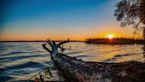 Zachód słońca, Giżycko, jezioro Niegocin, październik 2021 r. - zdjęcie 1