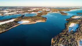 Wschód słońca nad Giżyckiem i jeziorami Niegocin i Kisajno z drona - zdjęcie 27