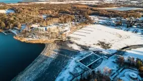 Wschód słońca nad Giżyckiem i jeziorami Niegocin i Kisajno z drona - zdjęcie 46