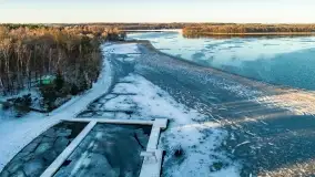 Wschód słońca nad Giżyckiem i jeziorami Niegocin i Kisajno z drona - zdjęcie 26