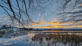 Zachód słońca nad jeziorem Duże Wilkasy, luty 2023 - zdjęcie 17