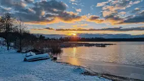 Zachód słońca nad jeziorem Duże Wilkasy, luty 2023 - zdjęcie 19