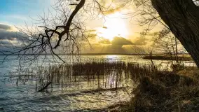 Zachód słońca nad Niegocinem widoczny z dzikiej plaży - zdjęcie 37