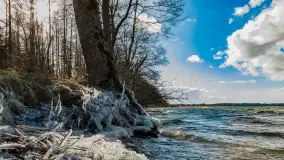 Południowy brzeg jeziora Negocin, lodowe formy, marzec 2023 - zdjęcie 2