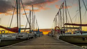 Wschód słońca nad jeziorem Mamry, Stanica Wodna Kietlice, sierpień 2023 r. - zdjęcie 10