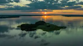 Zachód słońca, jezioro Dargin i wyspa Poganckie Kępy - zdjęcie 4