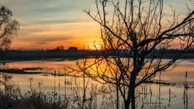 Mazurski zachód słońca odbity w rozlewiskach, luty 2024 r. - zdjęcie 25