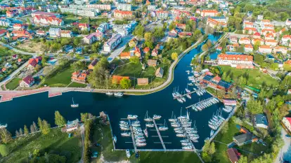 Węgorzewo z lotu ptaka, kwiecień 2024 r.