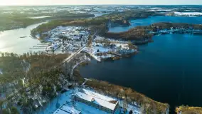 Jezioro Kisajno, Tajty, Piękna Góra w zimowej scenerii z drona - zdjęcie 19