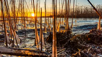 Zachód słońca nad jeziorem Tajty, styczeń 2025 r.