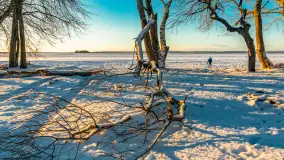 Jezioro Dargin przed zachodem słońca, luty 2025 r. - zdjęcie 2