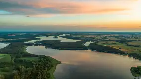 Zachód słońca nad jeziorem Bocznym, Rydzewo z lotu ptaka, lipiec 2025 r. - zdjęcie 28