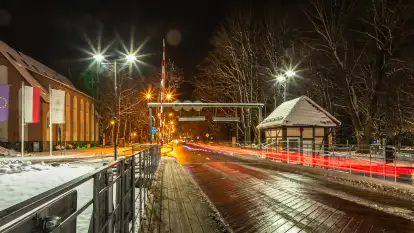 Nocne i zaśnieżone Giżycko, listopad 2025 r.