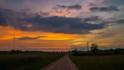 Zachód słońca w okolicach miejscowości Miłki