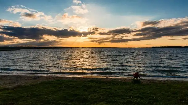 Zachód Słońca, Pierkunowo, jezioro Kisajno, lipiec 2020