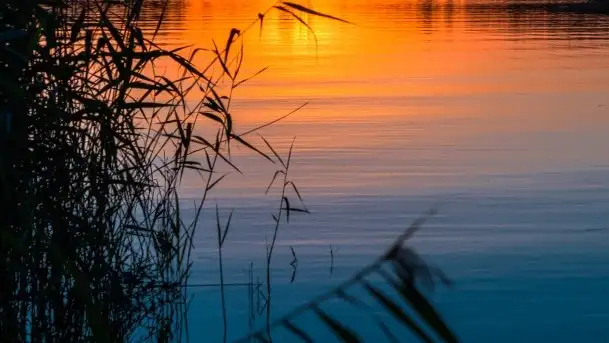 Zachód słońca, jezioro Tajty, sierpień 2020