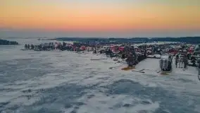 Zima i zachód słońca w porcie Tło Dla Mew - zdjęcie 23