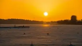 Zima i zachód słońca w porcie Tło Dla Mew - zdjęcie 3