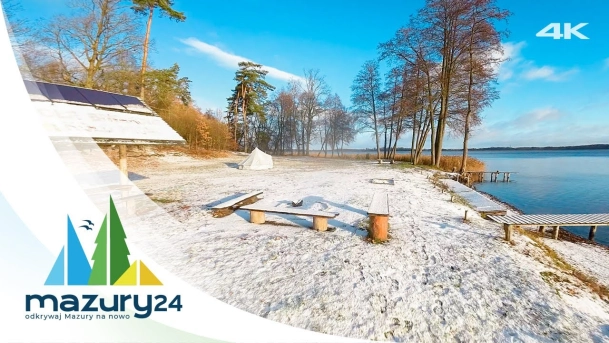 Zimowy biwak nad jeziorem Bełdany z drona FPV