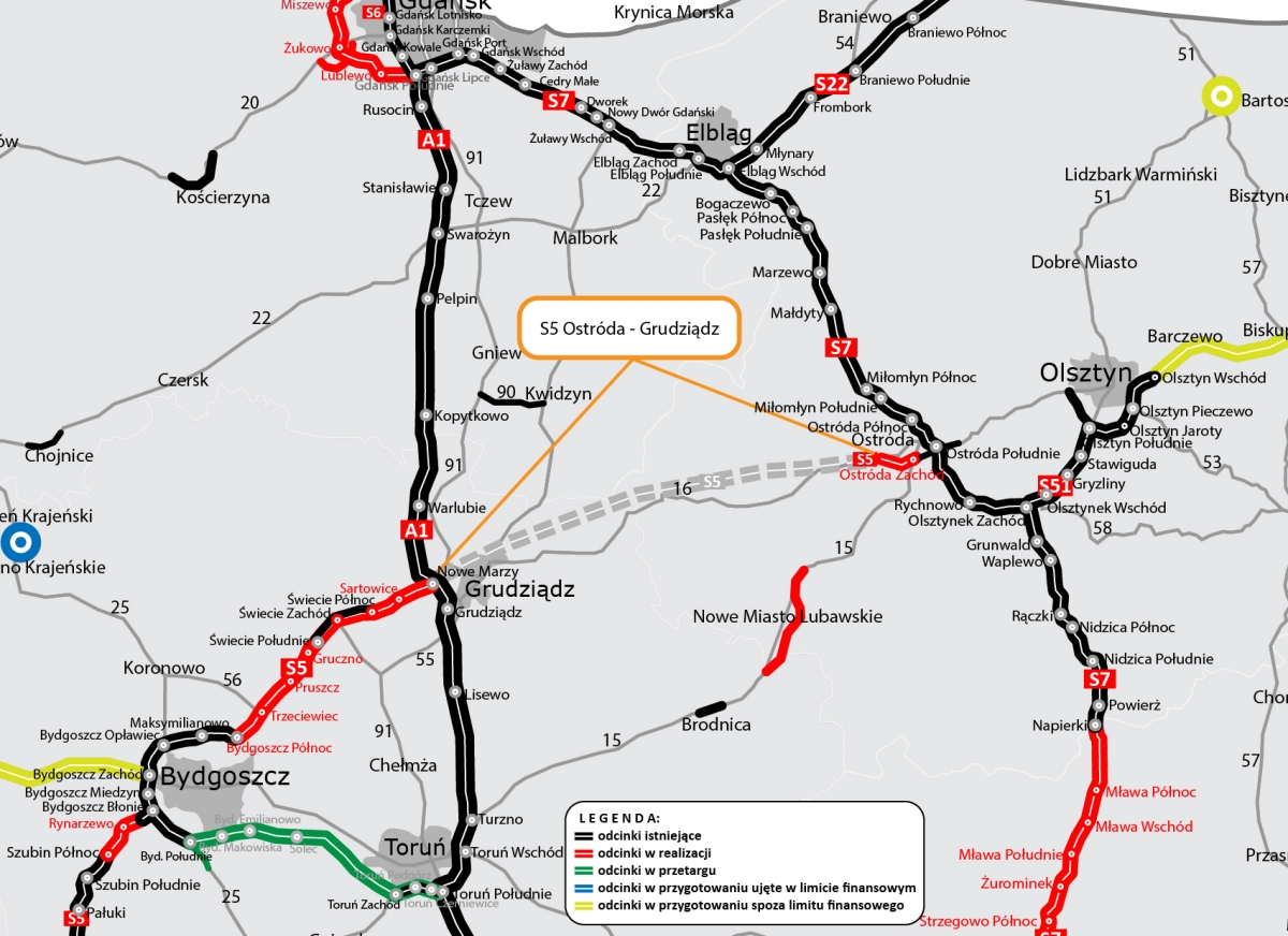 Ruszają prace nad planowaniem trasy pomiędzy Ostródą a Grudziądzem