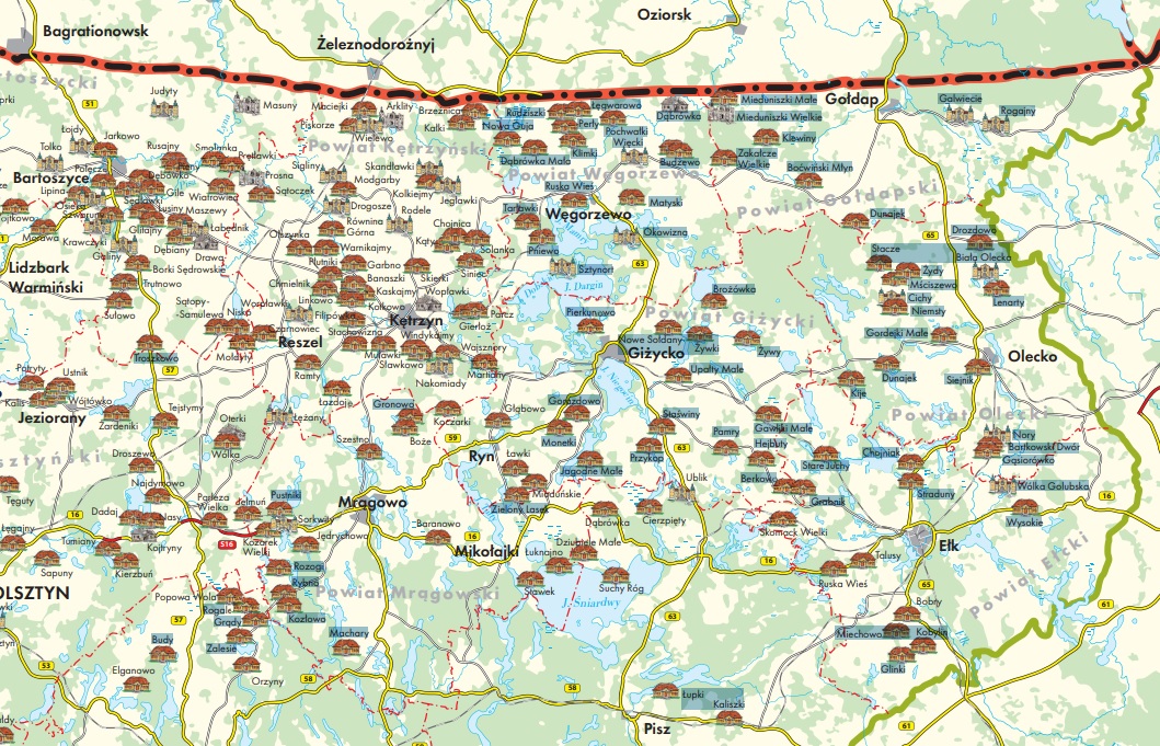 Ciekawe publikacje o Mazurach. Mapa dworów i pałaców Warmii i Mazur